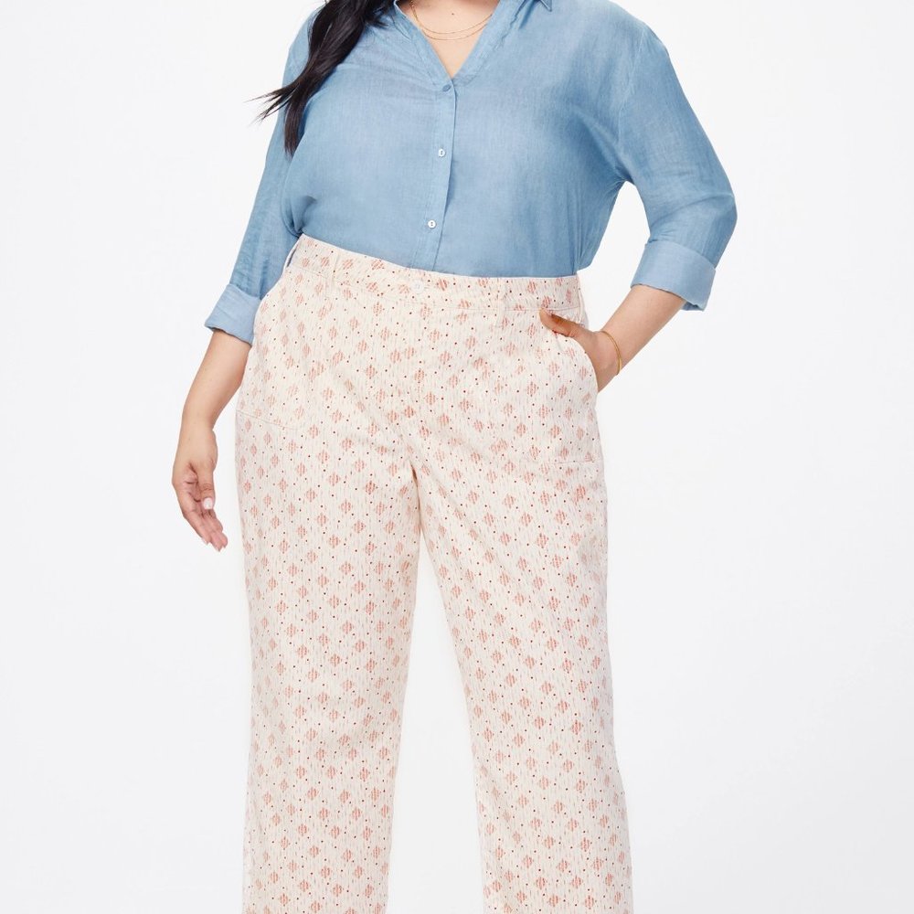 NYDJ Marilyn Straight Leg Ankle Chino Pants in Diamond Tapestry Chili Pepper